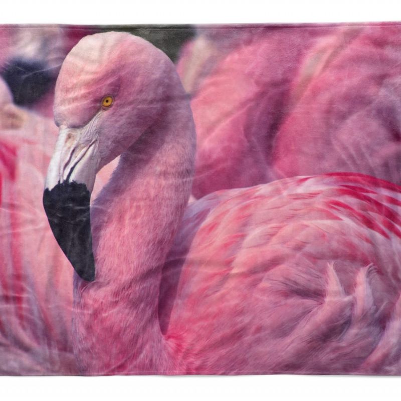 Handtuch Strandhandtuch Saunatuch Kuscheldecke  mit Tiermotiv rosa Flamingo Voge