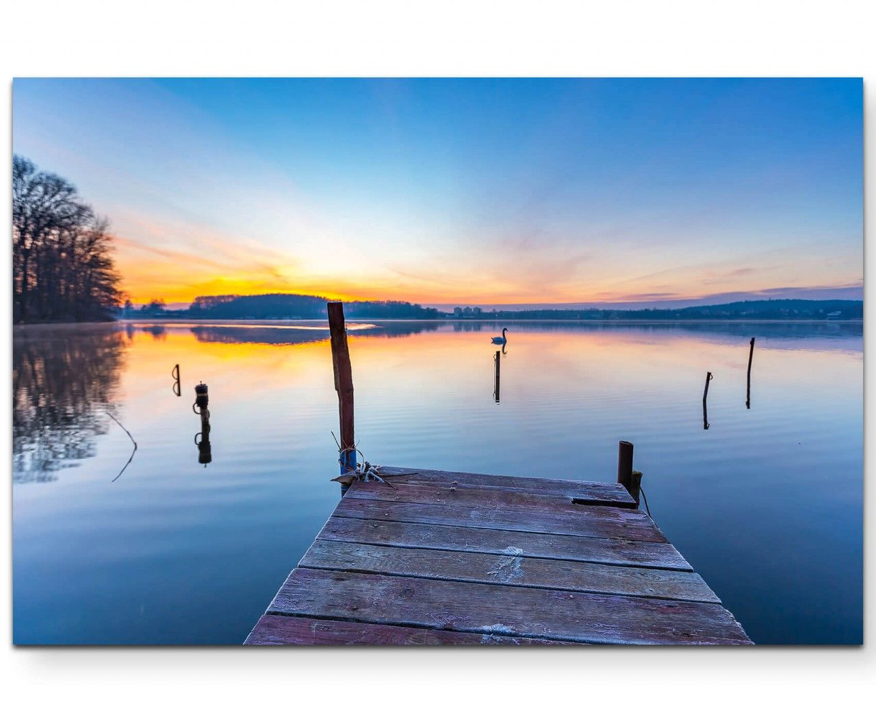 Sonnenaufgang am See  Polen – Leinwandbild