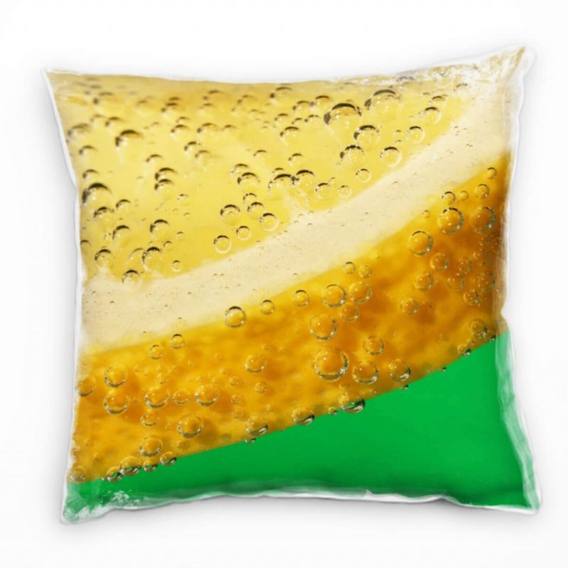 Macro, grün, gelb, Zitrone, Blasen, Erfrischung Deko Kissen 40x40cm für Couch Sofa Lounge Zierkissen