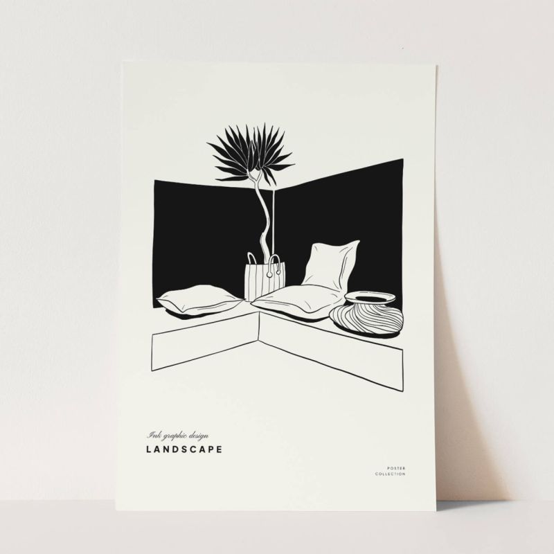 Graphische Kunst Modern Dekorativ Illustration Minimal Schwarz Weiß