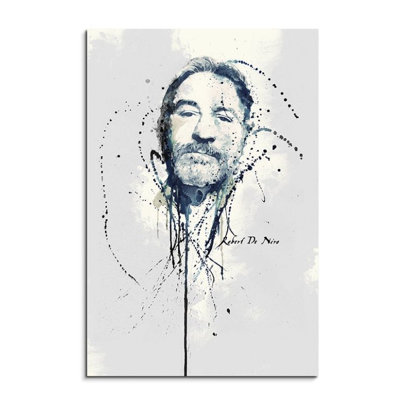 Robert De Niro 90x60cm Aquarell Art Wandbild auf Leinwand fertig gerahmt Original Sinus Art