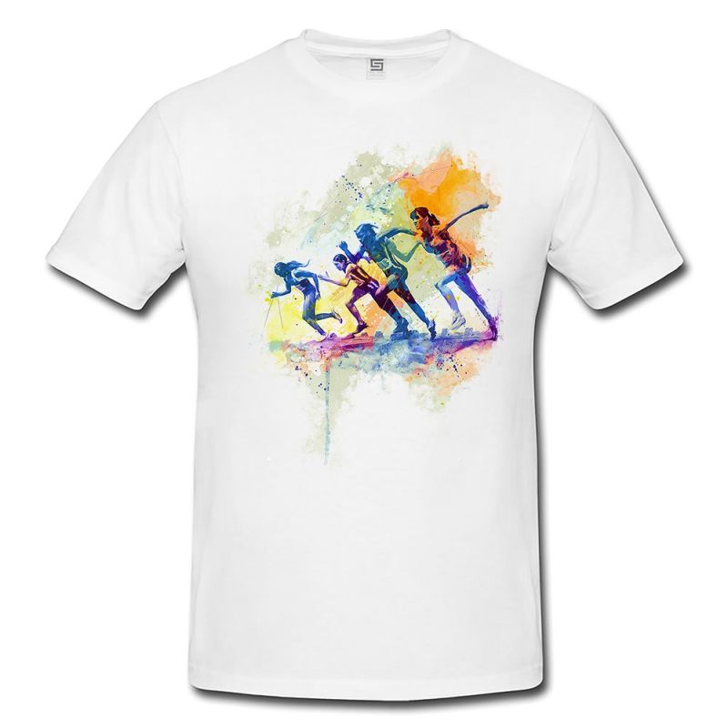 Running V  Herren und Damen T-Shirt Sport Motiv aus Paul Sinus Aquarell