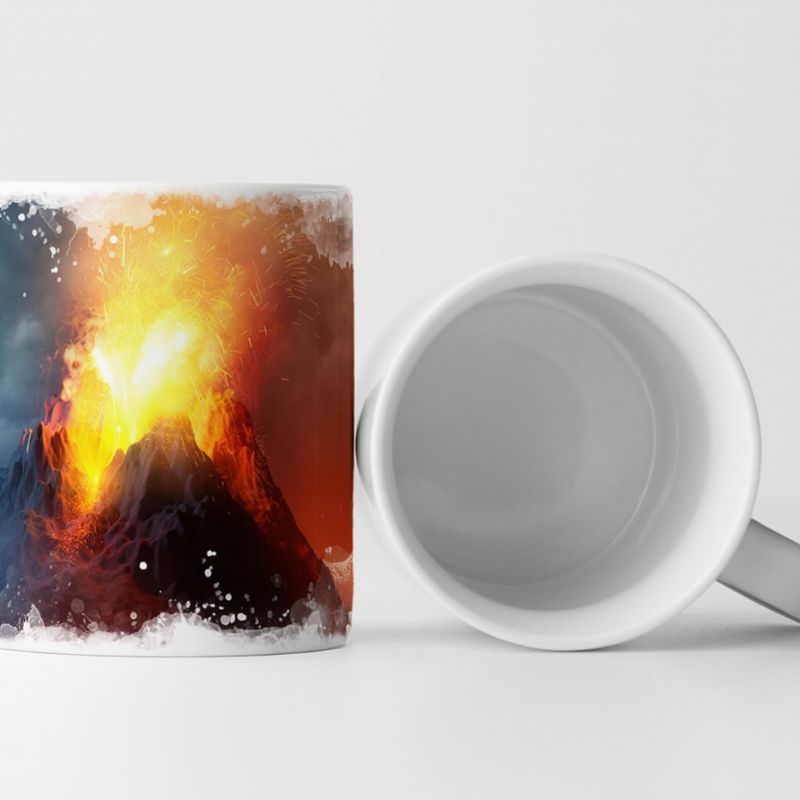 Tasse Geschenk Illustration – Gewaltiger Vulkanausbruch