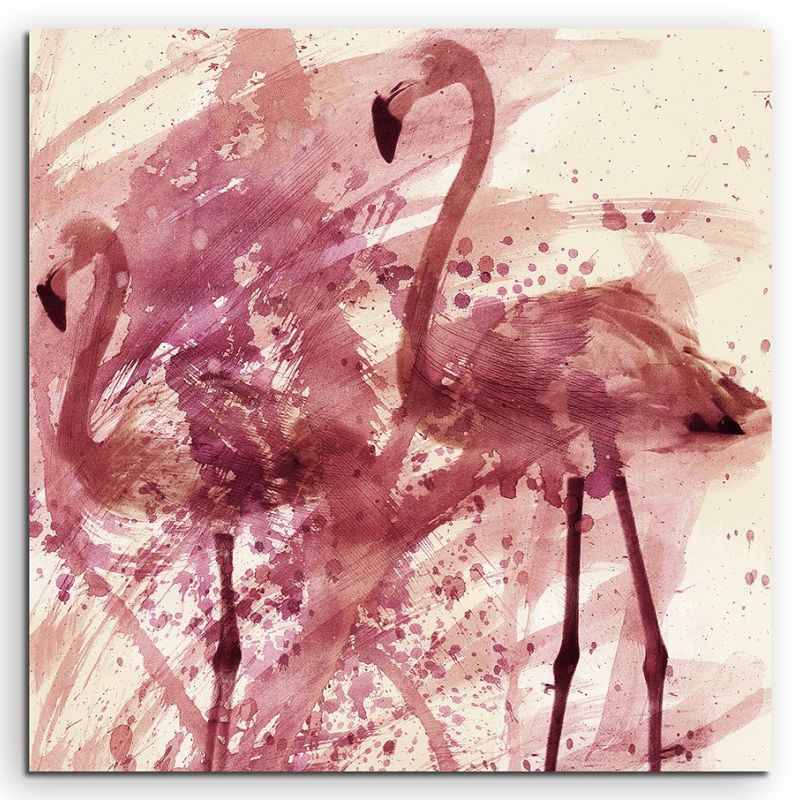 Flamingos 60x60cm  Aquarell Art Leinwandbild