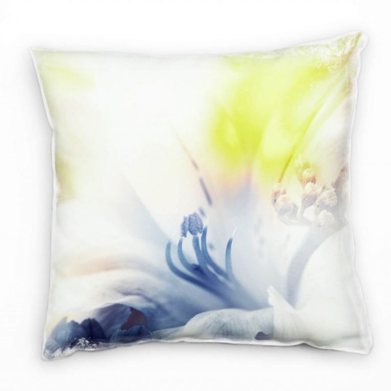 Blumen, grün, blau, Pastellfarben, Nah Deko Kissen 40x40cm für Couch Sofa Lounge Zierkissen