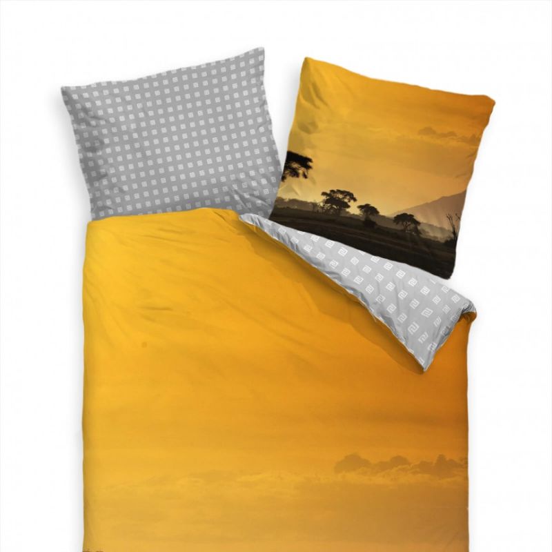 Safari Sonnenaufgang Orange Bettwäsche Set 135×200 cm + 80x80cm  Atmungsaktiv