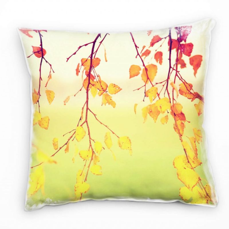 Herbst, gelb, rot, grün, Laubblätter, Zweige Deko Kissen 40x40cm für Couch Sofa Lounge Zierkissen