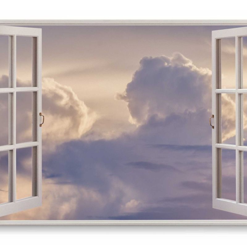 Wandbild 120x80cm Fensterbild Weiße Wolken Zuckerwolken Himmel