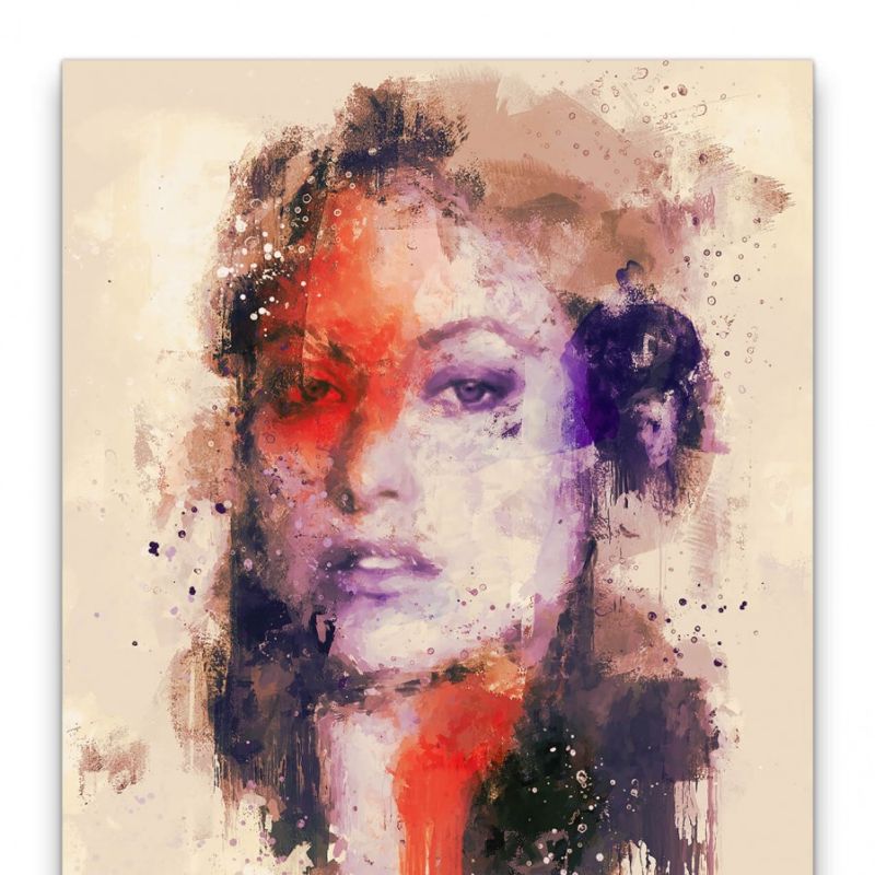 Olivia Wilde Porträt Abstrakt Kunst Schauspielerin Traumfrau Farben 60x90cm Leinwandbild