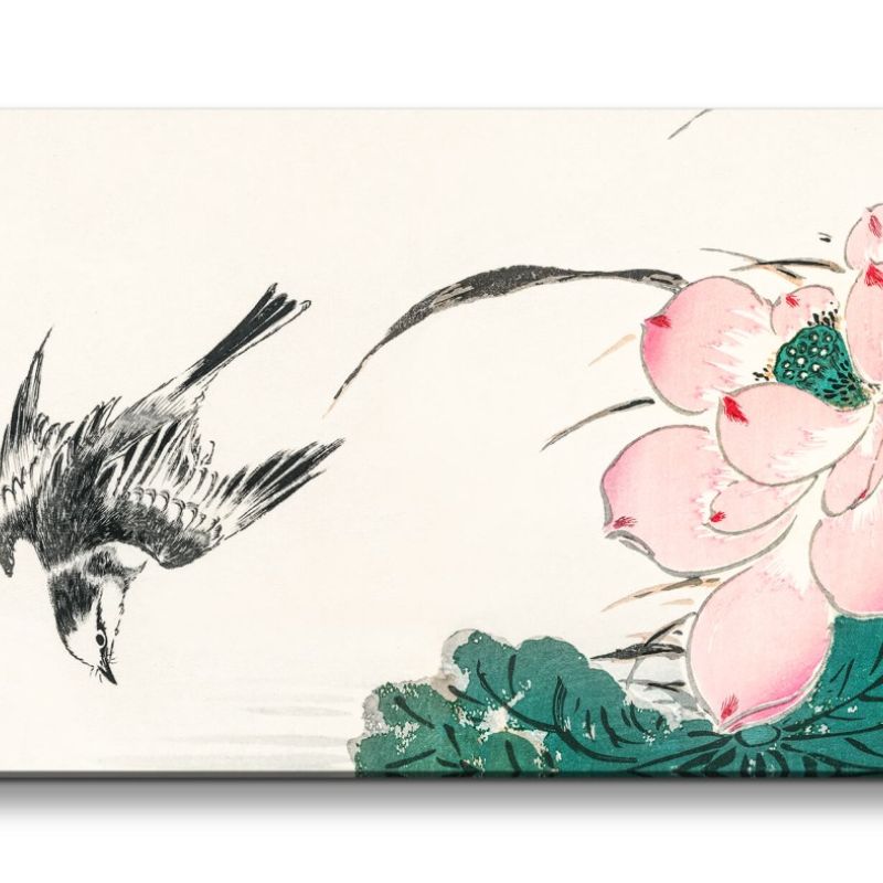 Remaster 120x60cm Wunderschöne traditionell japanische Kunst Zeitlos Frühling Vogel Blume Blüte