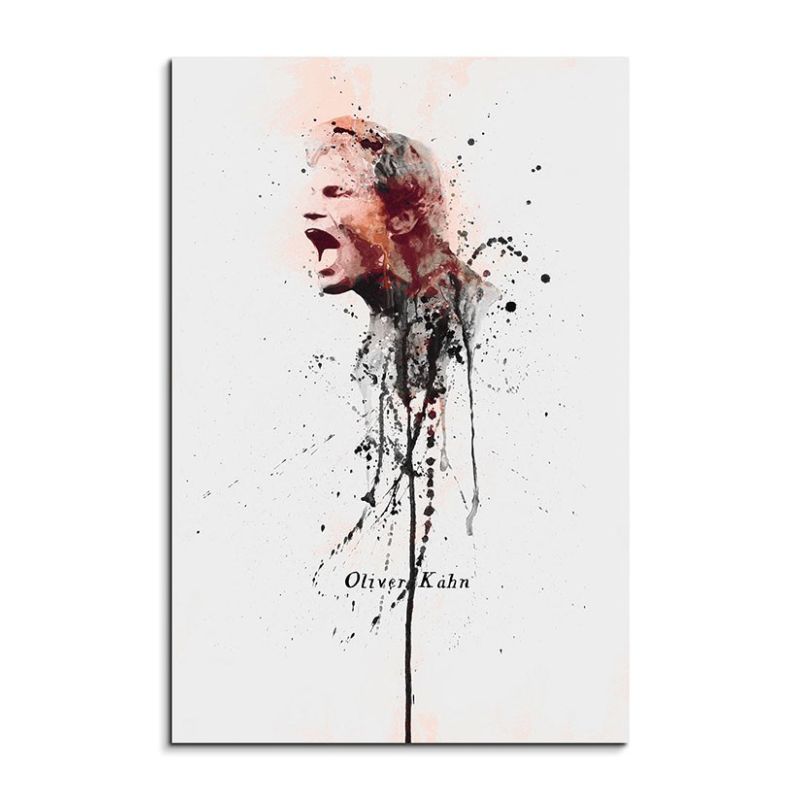 Oliver Kahn II 90x60cm Keilrahmenbild Kunstbild  Aquarell Art Wandbild auf Leinwand fertig gerahmt O