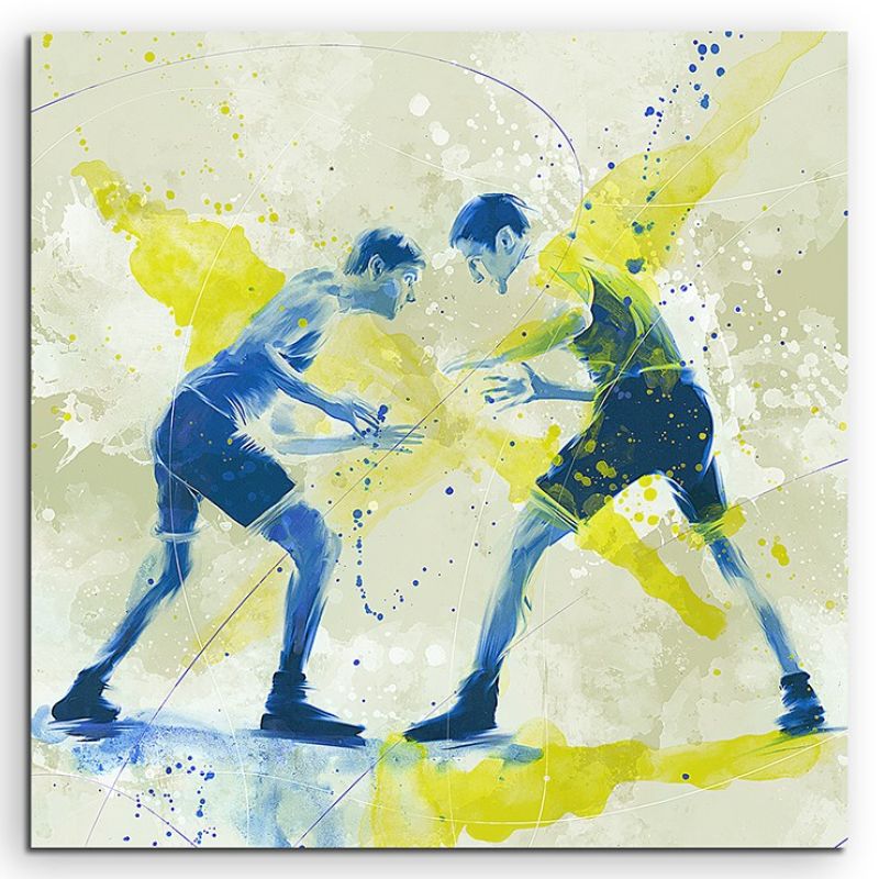 Ringen 60x60cm SPORTBILDER Paul Sinus Art Splash Art Wandbild Aquarell Art