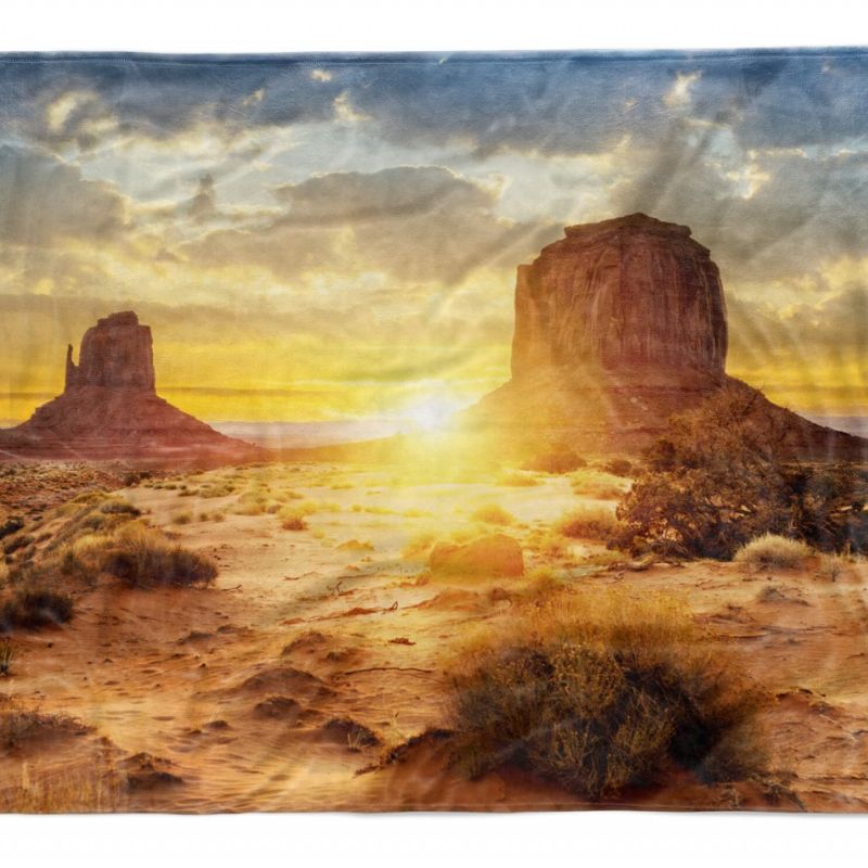 Handtuch Strandhandtuch Saunatuch Kuscheldecke mit Fotomotiv Arizona Berge Sonnenuntergan