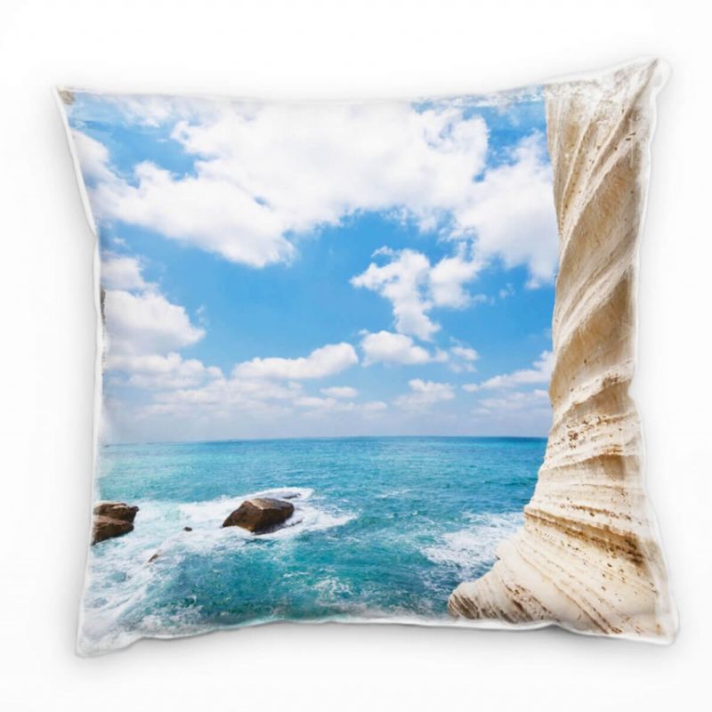 Strand und Meer, Türkises Wasser, hellblauer Himmel Deko Kissen 40x40cm für Couch Sofa Lounge Zierki