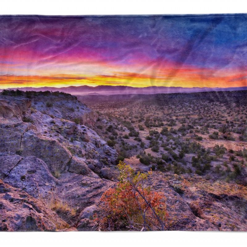 Handtuch Strandhandtuch Saunatuch Kuscheldecke mit Fotomotiv Berge Sonnenuntergang Friedl