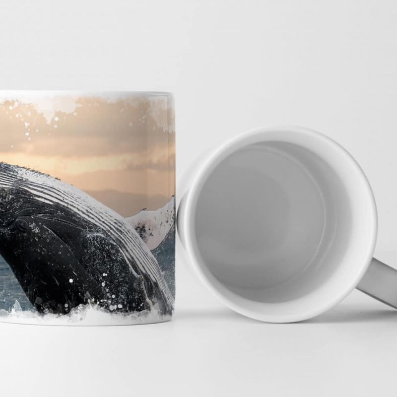 Tasse Geschenk Tierfotografie – Springender Buckelwal im Meer