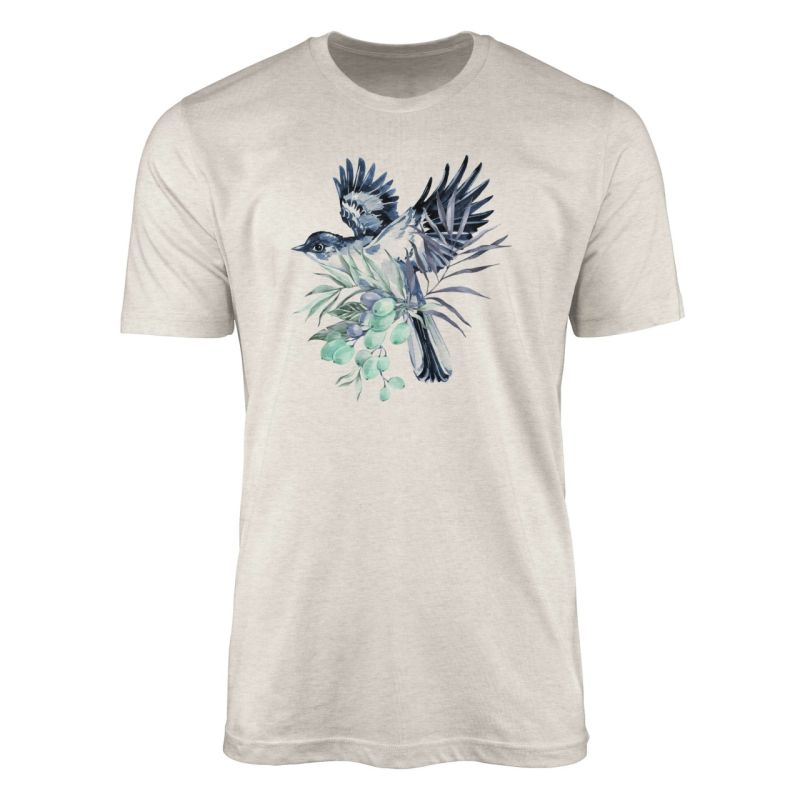 Herren Shirt Organic T-Shirt  Aquarell Motiv Sperling Bio-Baumwolle Ökomode Nachhaltig Farbe