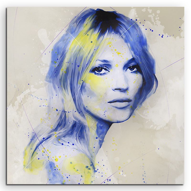 Kate Moss Splash 60x60cm Kunstbild als Aquarell auf Leinwand