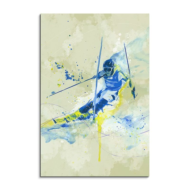 Ski Alpin I 90x60cm SPORTBILDER Paul Sinus Art Splash Art Wandbild Aquarell Art