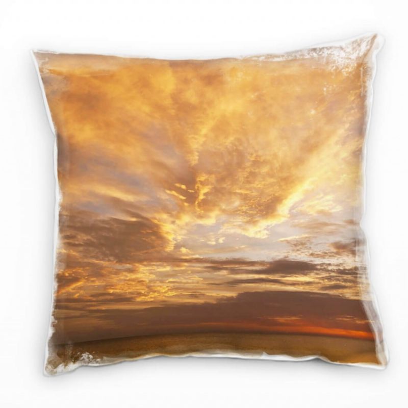 Meer, orange, grau, Sonnenuntergang, Wolken Deko Kissen 40x40cm für Couch Sofa Lounge Zierkissen