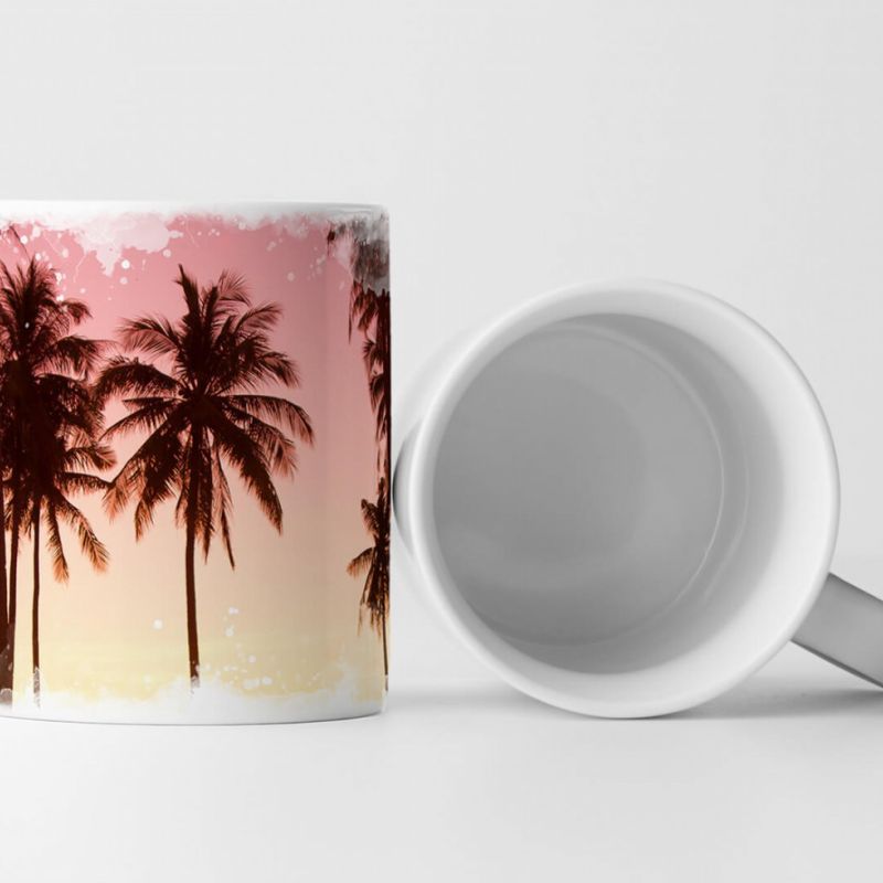 Tasse Geschenk Landschaftsfotografie – Pinkes Palmenparadies