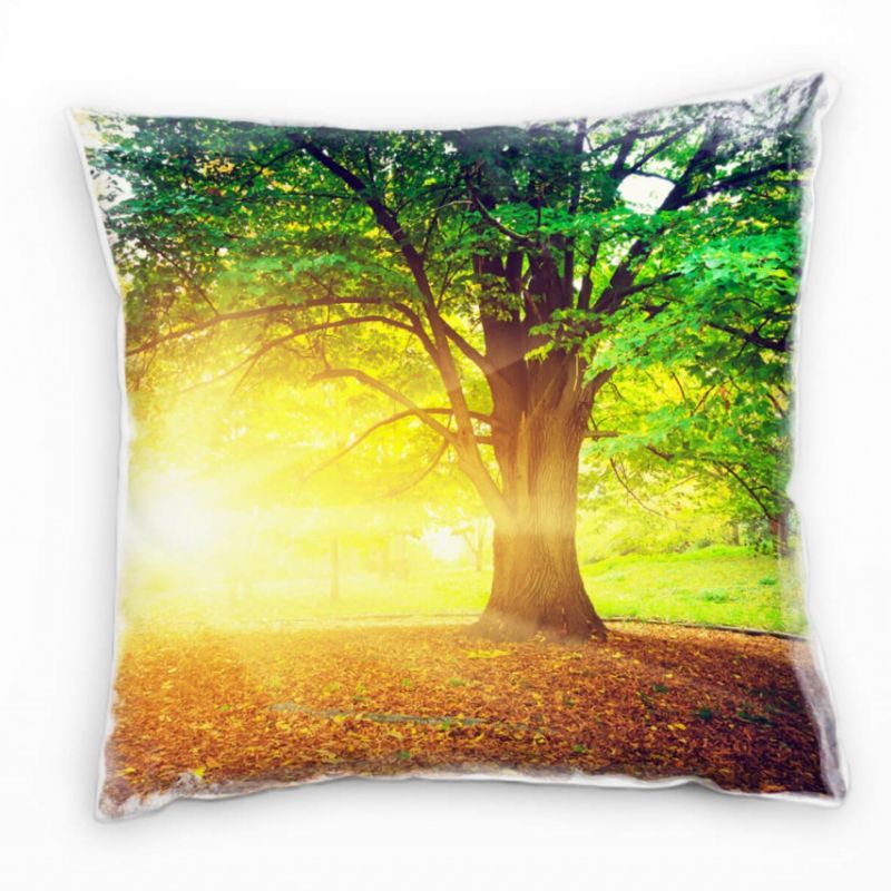 Natur, Landschaften, gelb, grün, Laub, Bäume, Büsche Deko Kissen 40x40cm für Couch Sofa Lounge Zierk