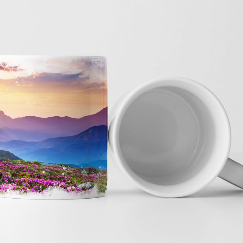 Tasse Geschenk Landschaftsfotografie – Magisch pinke Rhododendronwiese Ukraine