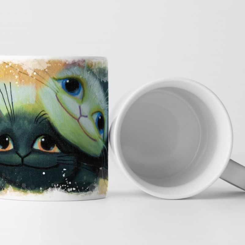 Tasse Geschenk Bild – gemalte Katzen