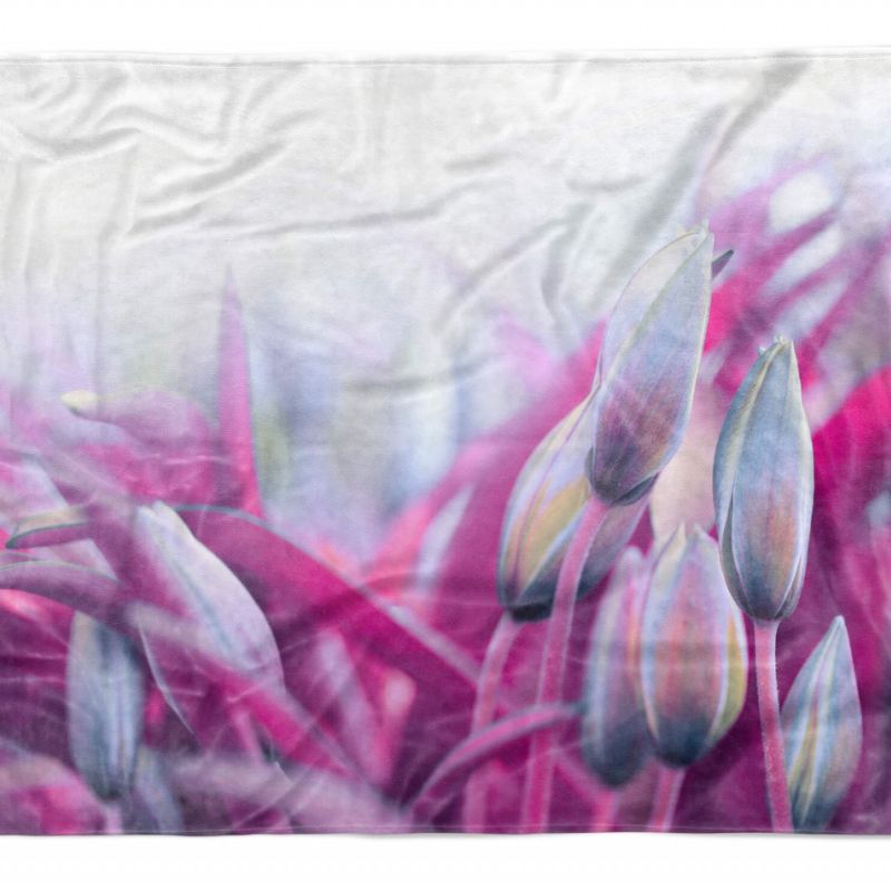 Handtuch Strandhandtuch Saunatuch Kuscheldecke  mit Fotomotiv kunstvolle Blumen