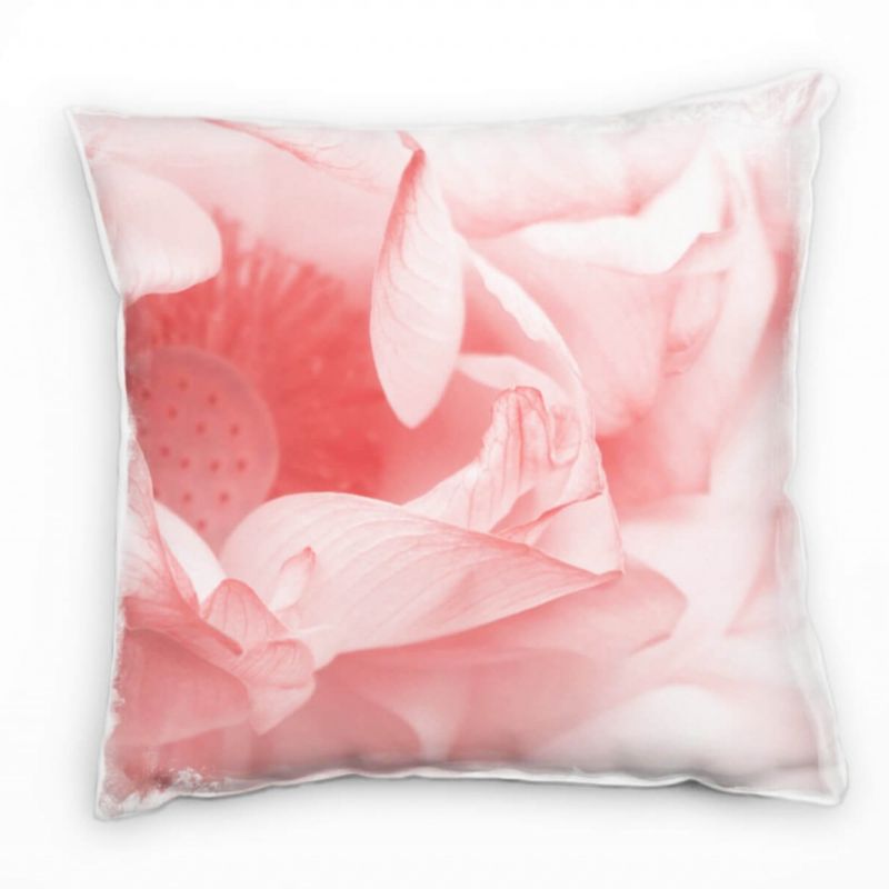 Macro, Blumen, Lotusblume, rosa Deko Kissen 40x40cm für Couch Sofa Lounge Zierkissen