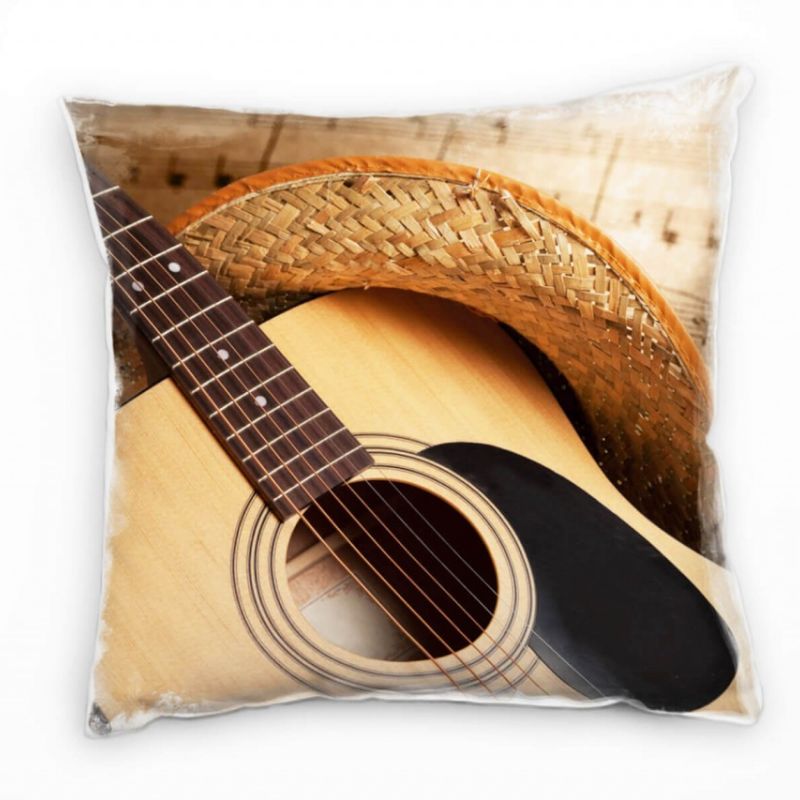 künstlerische Fotografie, Gitarre, Countrymusik, braun Deko Kissen 40x40cm für Couch Sofa Lounge Zie