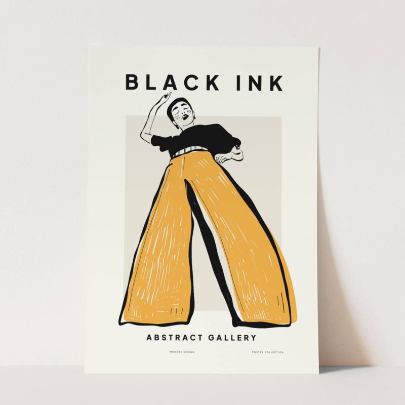 Black Ink dekorative Illustration Modern  junge Frau Feminin