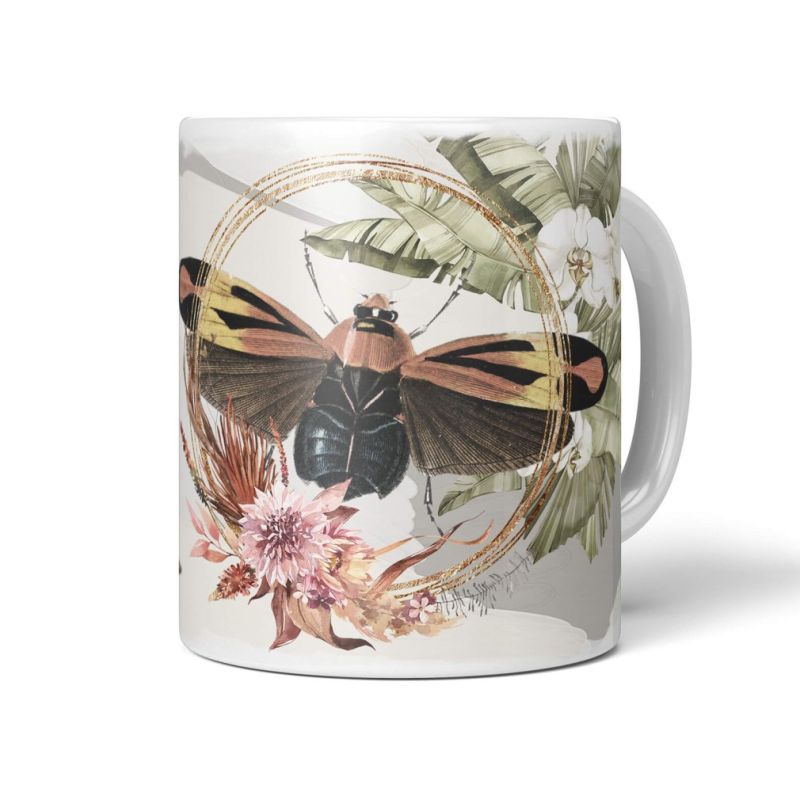 Dekorative Tasse mit schönem Motiv Vintage Hummel Blumen Frühling Pastelltöne Kunstvoll