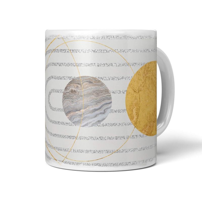 Dekorative Tasse mit schönem Motiv einzigartiges Design goldene Elemente Silber Modern