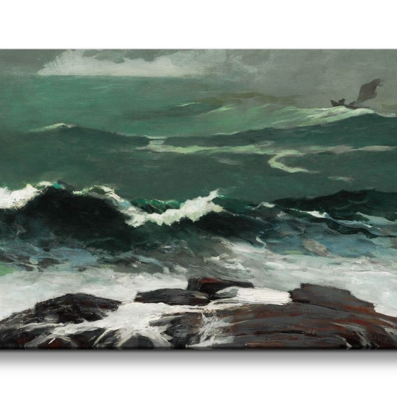 Remaster 120x60cm Winslow Homer weltberühmtes Wandbild stürmische See Meer Ozean Wellen