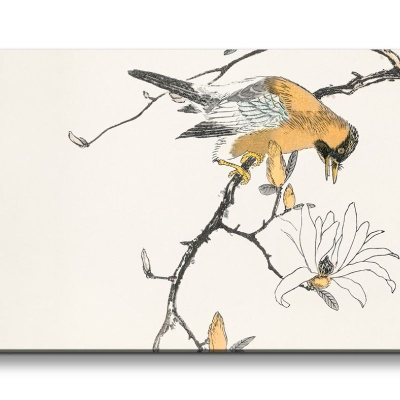 Remaster 120x60cm Japanische Kunst Harmonie Baumblüten Vogel Traditionell Wunderschön