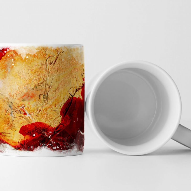 Tasse Geschenk großteils orange, rote abstrakte Flächen