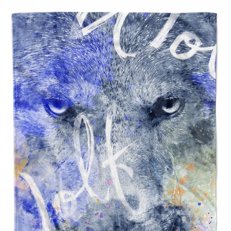 Handtuch Strandhandtuch Saunatuch Kuscheldecke SplashArt Tier Serie Kunstvoll Wolf Motiv