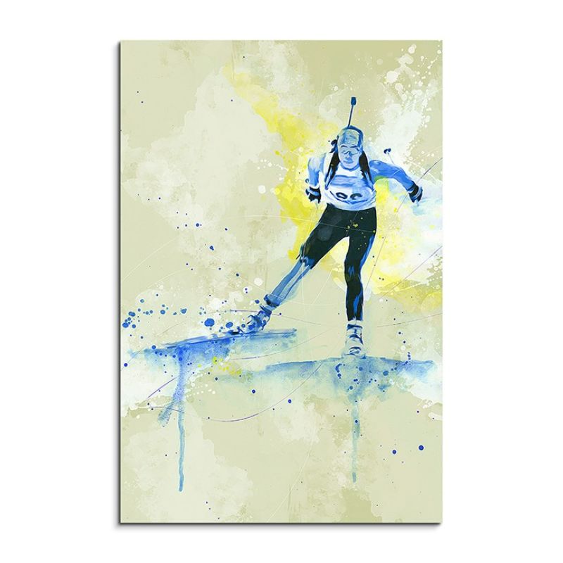 Biathlon II 90x60cm SPORTBILDER Paul Sinus Art Splash Art Wandbild Aquarell Art