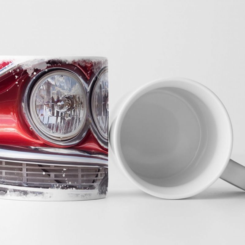 Tasse Geschenk Künstlerische Fotografie – Nahaufnahme eines Oldtimer Frontlichts