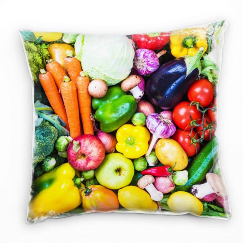 künstlerische Fotografie, Gemüse, Obst, bunt Deko Kissen 40x40cm für Couch Sofa Lounge Zierkissen