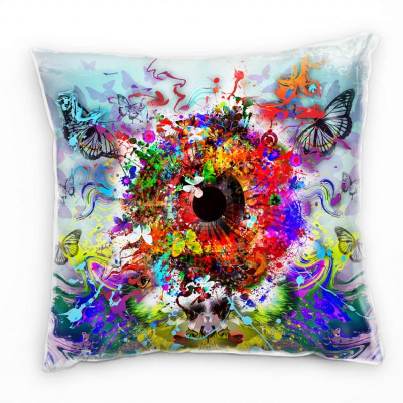 Abstrakt, Auge, Schmetterlinge, bunt Deko Kissen 40x40cm für Couch Sofa Lounge Zierkissen