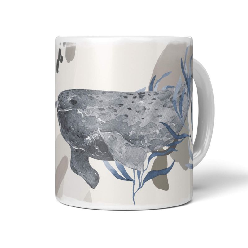 Dekorative Tasse mit schönem Motiv Narwal Wasserfarben einzigartiges Design Aquarell