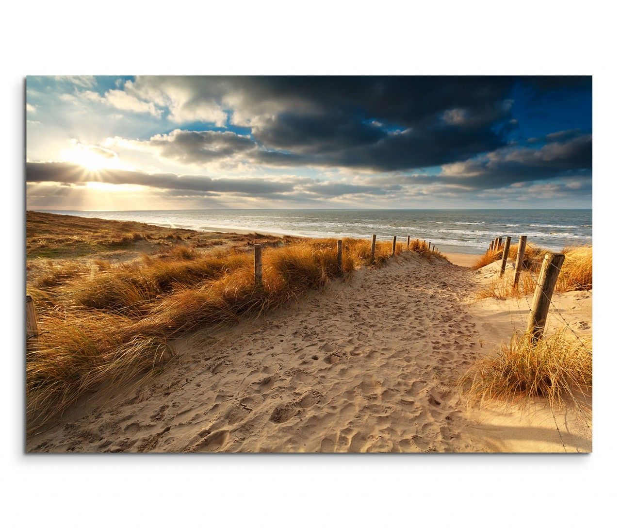 120x80cm Wandbild Holland Nordsee Meer Strand Sonnenuntergang