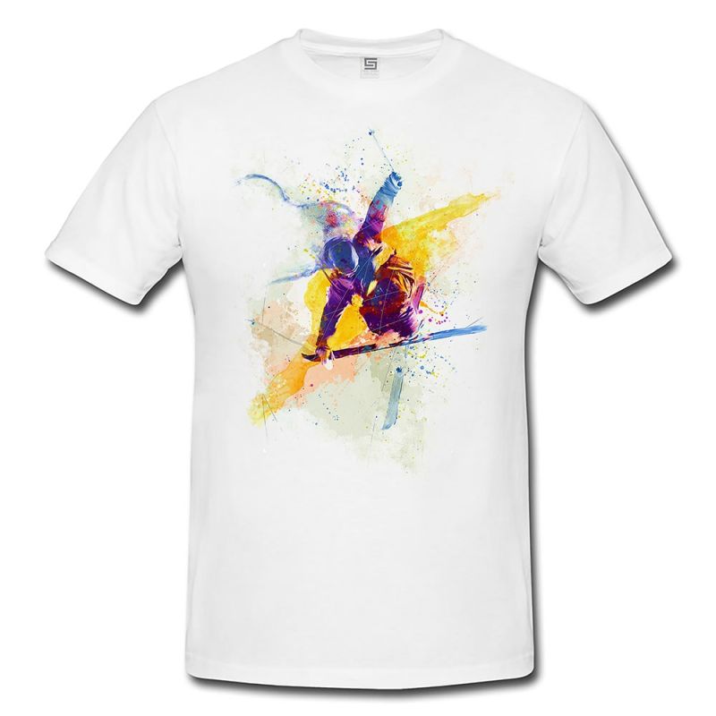 Skikunstspringen  Herren und Damen T-Shirt Sport Motiv aus Paul Sinus Aquarell