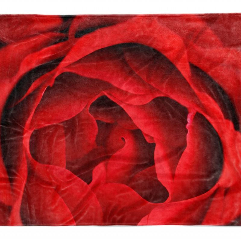 Handtuch Strandhandtuch Saunatuch Kuscheldecke  mit Fotomotiv Rote Blüte Blume N