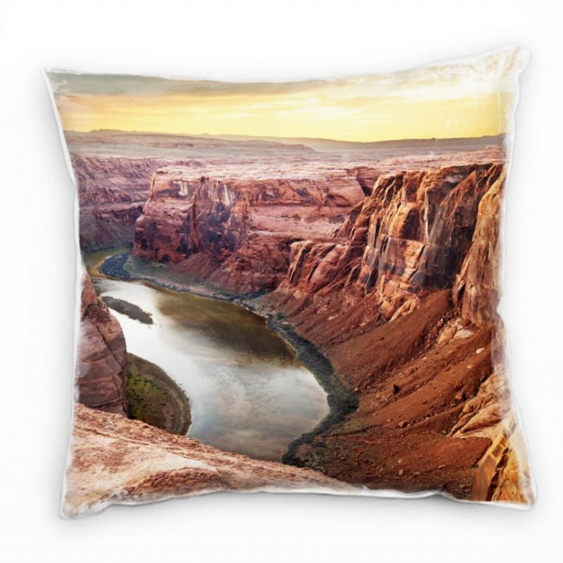 Landschaft, Canyon, Sonnenuntergang, orange Deko Kissen 40x40cm für Couch Sofa Lounge Zierkissen