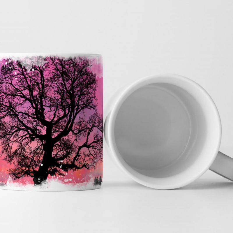 Tasse Geschenk Supermond hinter einem Baum