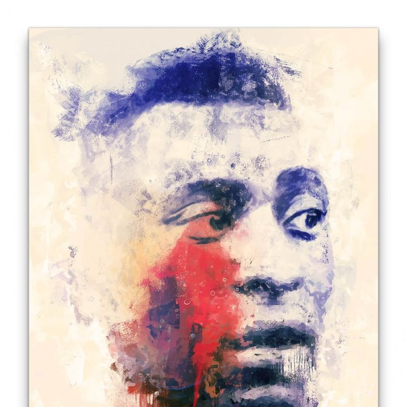 Pelé Porträt Abstrakt Kunst Fußballlegende Fußballer Brasilien 60x90cm Leinwandbild