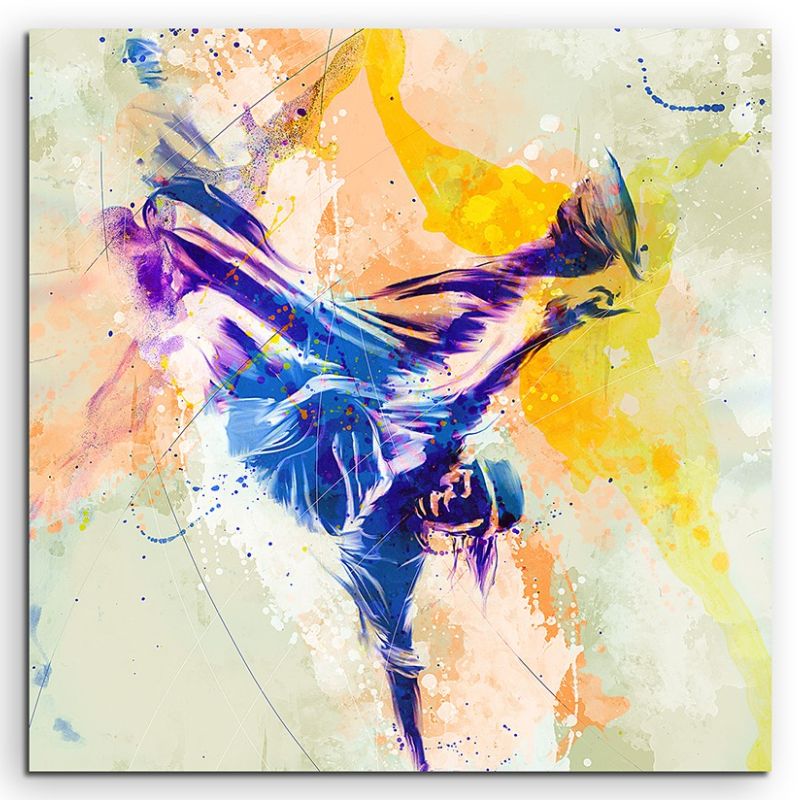 Breakdance 60x60cm Aquarell Art Leinwandbild